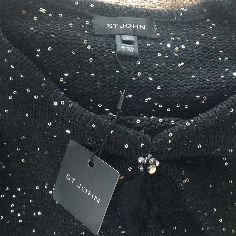ST. JOHN NWT Caviar Sequin sweater - Picture 7 of 10